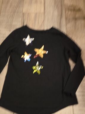 Black Girls Star Sequin Long-Sleeve Top